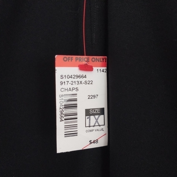 Chaps Black Faux Leather Pants Leggings 1X - Picture 5 of 10